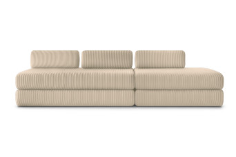 Canapé 5 places - 2 modules convertibles : Canapé 3 places + Canapé 2 places - Velours côtelé Beige