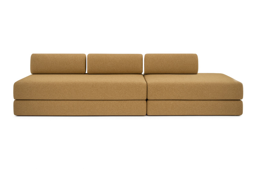 Canapé 5 places - 2 modules convertibles : Canapé 3 places + Canapé 2 places - Tissu tweed Jaune Canapé 5 places - 2 modules convertibles : Canapé 3 places + Canapé 2 places - Tissu tweed Jaune