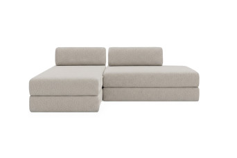 Canapé d'angle 5 places - 2 modules convertibles : Canapé 2 places + Méridienne - Tissu extérieur Gris