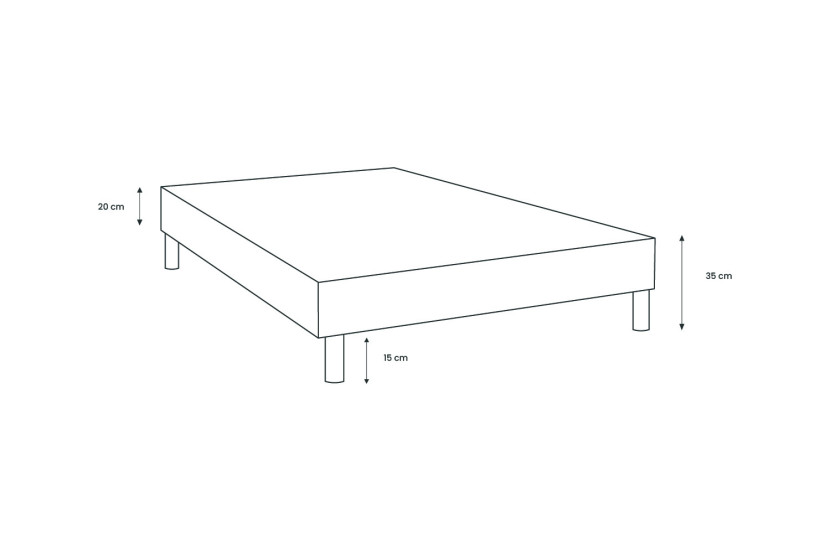 Sommier Tapissier 90x200 cm - H35 cm - Bouclette - Bleu