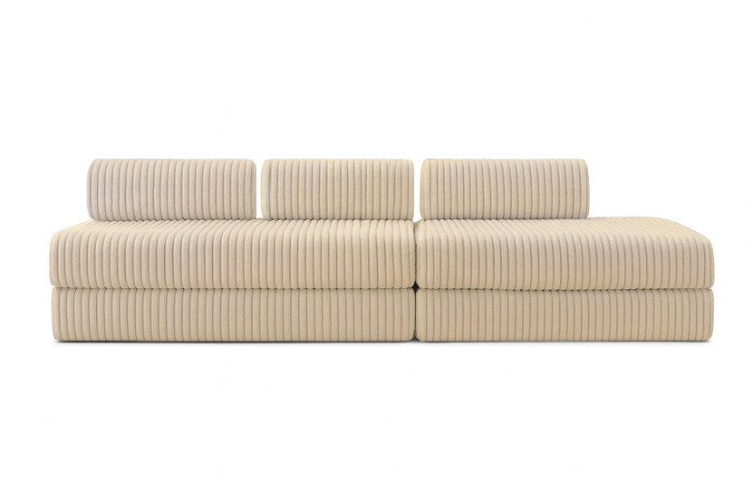 Canapé 5 places - 2 modules convertibles : Canapé 3 places + Canapé 2 places - Velours côtelé XL Beige