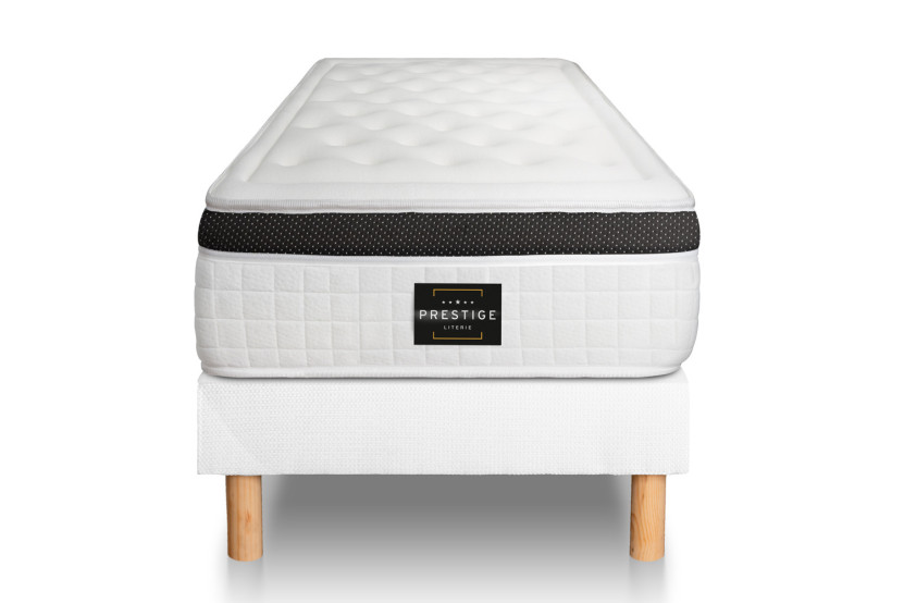 Ensemble Matelas Sommier 90x200 cm - Sommier Blanc (déjà monté) - Privilège