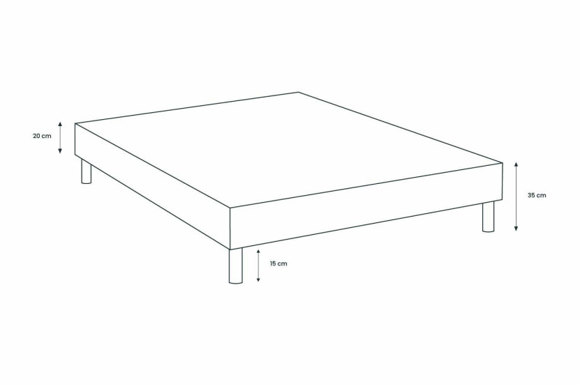 Lit 135x190 cm - Sommier tapissier H35 cm + tête de lit à lignes - Tissu Bouclette Bleu