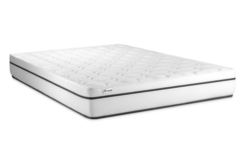 Pack lit complet 180x200 cm - Matelas + Sommier Noir (en kit) + 2 oreillers + Couette - Vital Spa