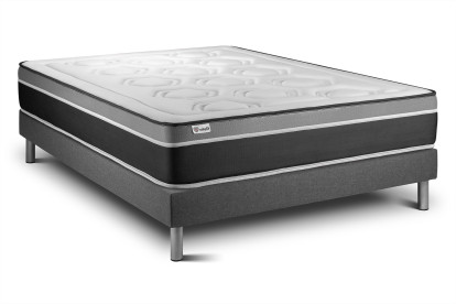 Ensemble Matelas Sommier 200x200 cm - Sommier Gris (en kit) - Vital Care