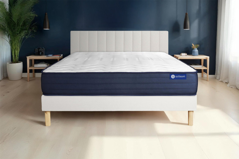 Ensemble Matelas Sommier 120x190 cm - Sommier Blanc (en kit) - Actimemo Life