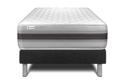 Ensemble Matelas Sommier 90x190 cm - Sommier Noir (en kit) - Vitalmemo Back