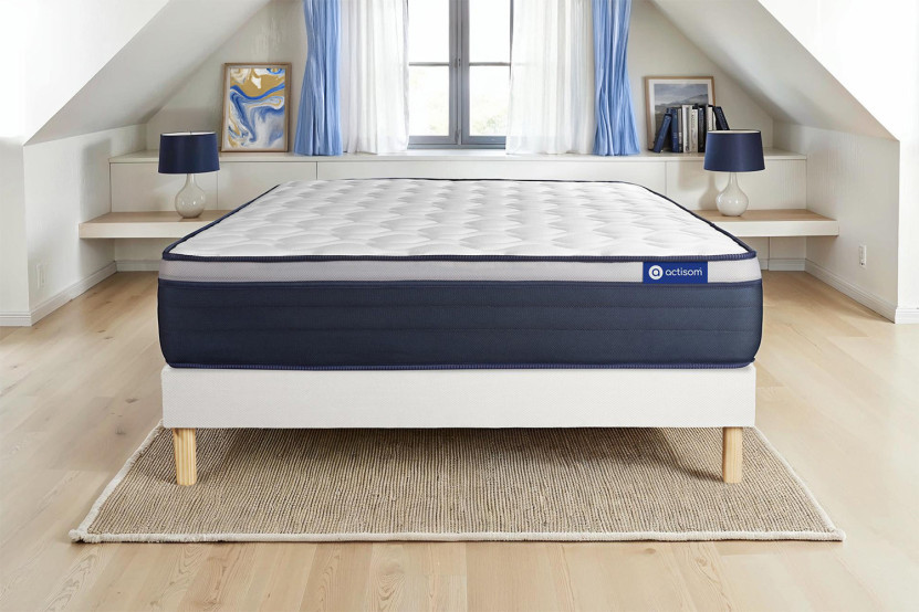 Ensemble Matelas Sommier 130x220 cm - Sommier Blanc (en kit) - Actilatex Max Ensemble Matelas Sommier 130x220 cm - Sommier Blanc (en kit) - Actilatex Max