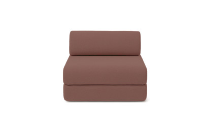 Canapé d'angle 6 places - 3 modules convertibles : Canapé 3 places + Fauteuil + Pouf - Tissu lisse Terracotta