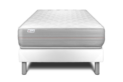 Ensemble Matelas Sommier 90x200 cm - Sommier Blanc (en kit) - Vitalmemo