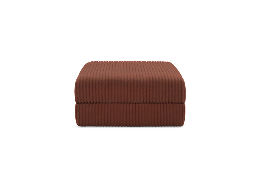 Canapé d'angle 6 places - 3 modules convertibles : Canapé 3 places + Fauteuil + Pouf - Velours côtelé XL Terracotta