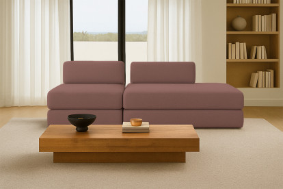 Canapé 3 places - 2 modules convertibles : Canapé 2 places + Fauteuil - Tissu lisse Terracotta