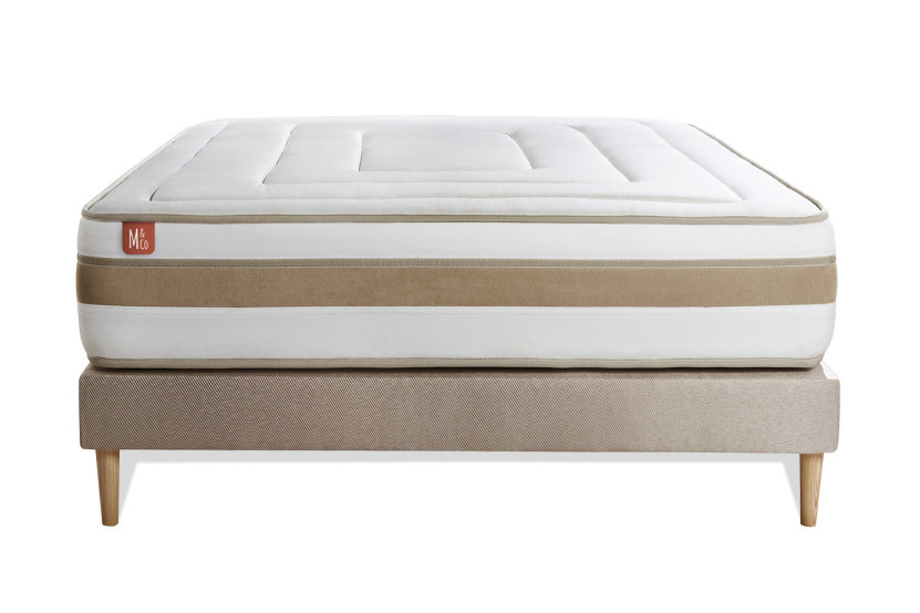 Ensemble Matelas Sommier 140x190 cm - Sommier Beige (en kit) - Le Raffiné