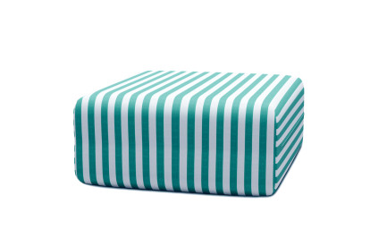 Pouf modulable - Tissu extérieur à rayures, blanc et bleu turquoise