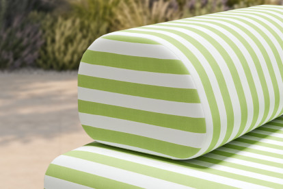 Canapé 2 places modulable - Tissu extérieur à rayures, blanc et vert anis