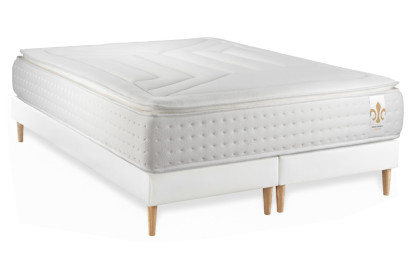 Pack lit complet 160x200 cm - Matelas + 2 Sommiers Blancs + 2 oreillers + Couette - Vingt-Quatre PLUS
