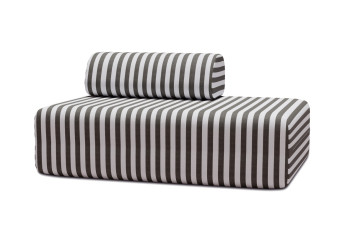 Canapé 2 places modulable - Tissu extérieur à rayures, blanc et gris anthracite