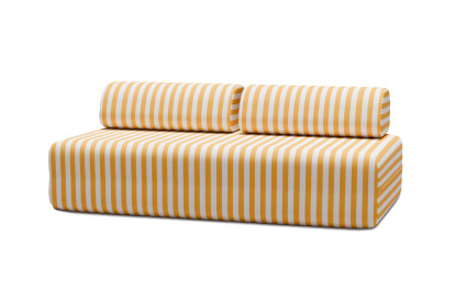Canapé 3 places modulable - Tissu extérieur à rayures, blanc et jaune