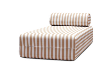 Méridienne modulable - Tissu extérieur à rayures, blanc et marron