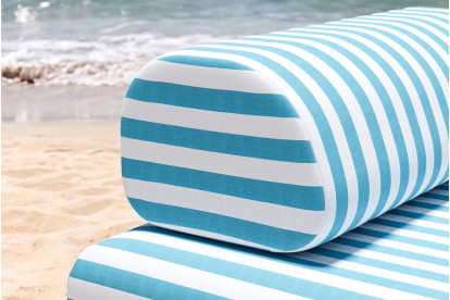 Fauteuil modulable - Tissu extérieur à rayures, blanc et bleu