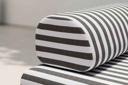 Fauteuil modulable - Tissu extérieur à rayures, blanc et gris anthracite