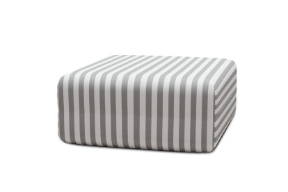 Pouf modulable - Tissu extérieur à rayures, blanc et gris