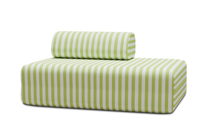 Canapé 2 places modulable - Tissu extérieur à rayures, blanc et vert anis