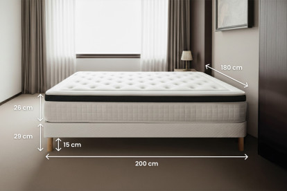 Ensemble Matelas Sommier 180x200 cm - Sommier Blanc (en kit) - Privilège