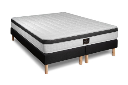 Ensemble Matelas Sommier 160x200 cm - 2 Sommiers Noirs (déjà monté) - Supérieur
