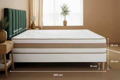 Ensemble Matelas Sommier 200x200 cm - 2 Sommiers Beige - Le Tendre