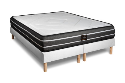 Ensemble Matelas Sommier 160x200 cm - 2 Sommiers Blancs - Exclusive