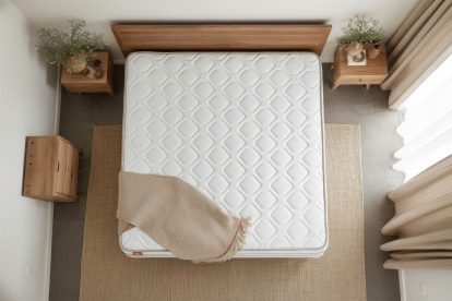 Ensemble Matelas Sommier 140x190 cm - Sommier Blanc (déjà monté) - Le Doux