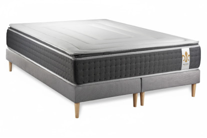 Ensemble Matelas Sommier 180x200 cm - 2 Sommiers Gris - Vingt-Six PLUS