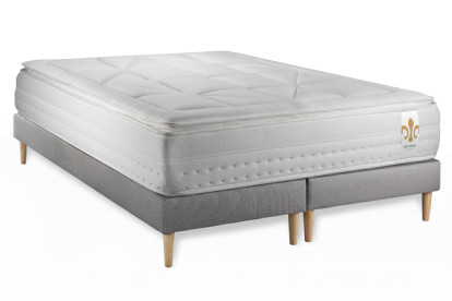 Pack lit complet 180x200 cm - Matelas + 2 Sommiers Gris + 2 oreillers + Couette - Vingt-Huit PLUS