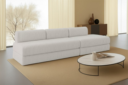 Canapé 5 places - 2 modules convertibles : Canapé 3 places + Canapé 2 places - Velours côtelé XL Blanc