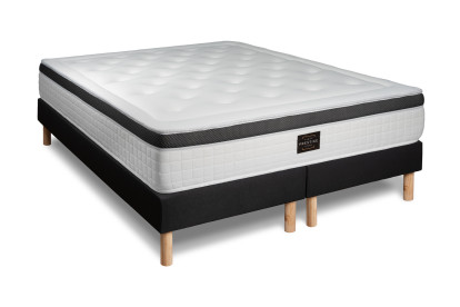 Pack lit complet 180x200 cm - Matelas + 2 Sommiers Noirs + 2 oreillers + Couette - Privilège