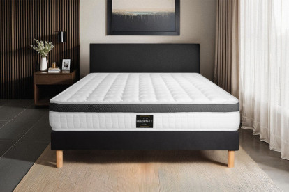Ensemble Matelas Sommier 120x190 cm - Sommier Noir (en kit) - Supérieur