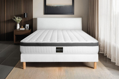 Ensemble Matelas Sommier 80x190 cm - Sommier Blanc (déjà monté) - Supérieur