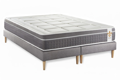 Ensemble Matelas Sommier 160x200 cm - 2 Sommiers Gris - Trente