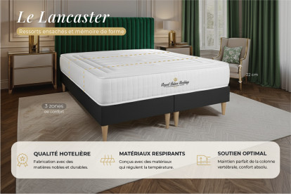 Matelas 135x200 cm Ressorts ensachés et Mémoire de forme - Lancaster