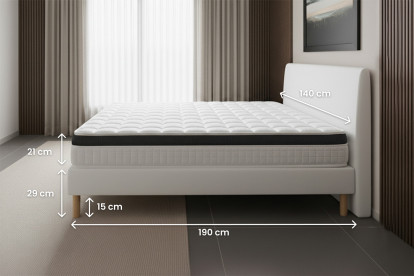 Ensemble Matelas Sommier 140x190 cm - Sommier Blanc (en kit) - Supérieur