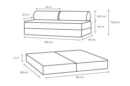 Canapé 3 places convertible et modulable - Velours côtelé XL Terracotta