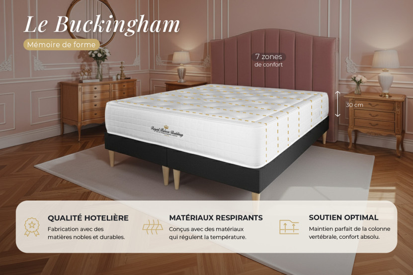 Matelas 160x200 cm Mémoire de forme - Buckingham