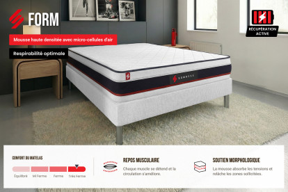 Ensemble Matelas Sommier 180x200 cm - 2 Sommiers Blanc - Form