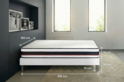 Ensemble Matelas Sommier 180x200 cm - 2 Sommiers Blanc - Form