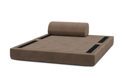 Canapé 2 places convertible et modulable - Velours côtelé Taupe