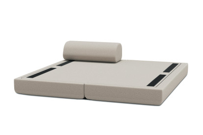 Méridienne convertible et modulable - Tissu lisse Beige