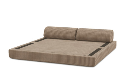 Canapé 3 places convertible et modulable - Velours côtelé XL Marron