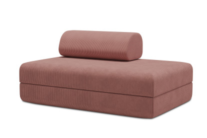 Canapé 2 places convertible et modulable - Velours côtelé Rose
