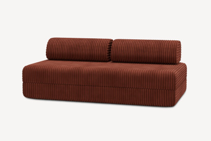 Canapé 3 places convertible et modulable - Velours côtelé XL Terracotta